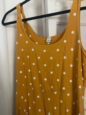 Old navy mustard polka dot dress large